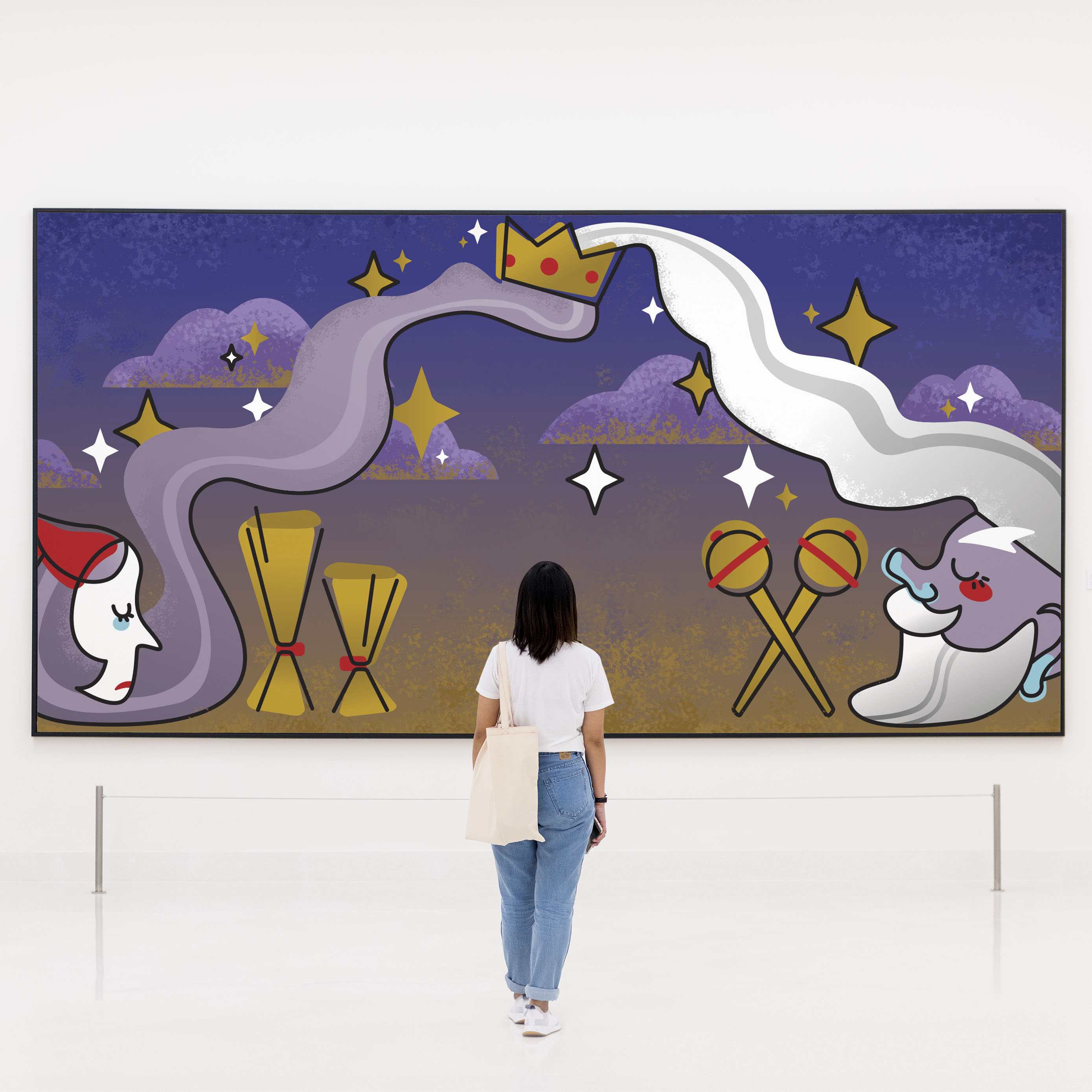 Mural - peasent to king mockup in museum